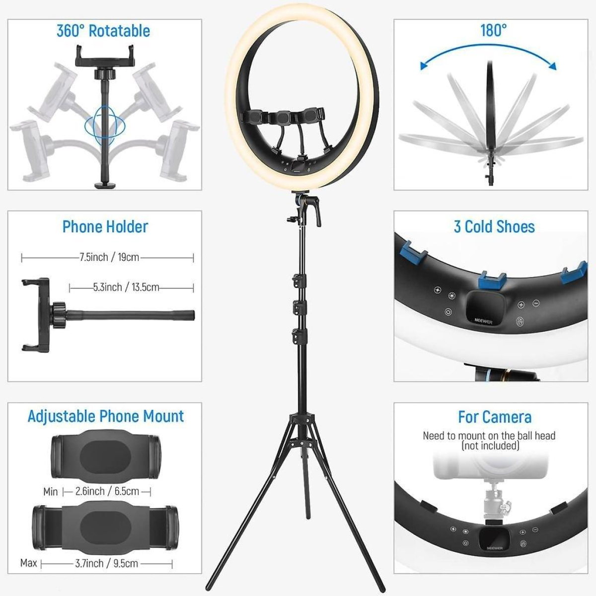 RP19H Bi-Color LED Ringlicht + Stativ RP19H Bi-Color LED Ringlicht + Stativ